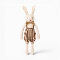 Beige Bunny Plush with Striped Dungarees Oh My Plushie
