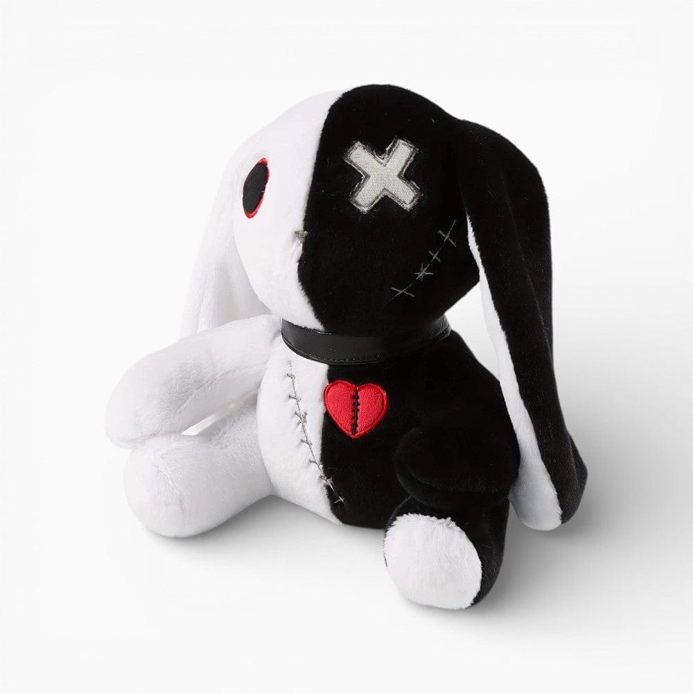 Black White Gothic Bunny Plush with Heart Oh My Plushie