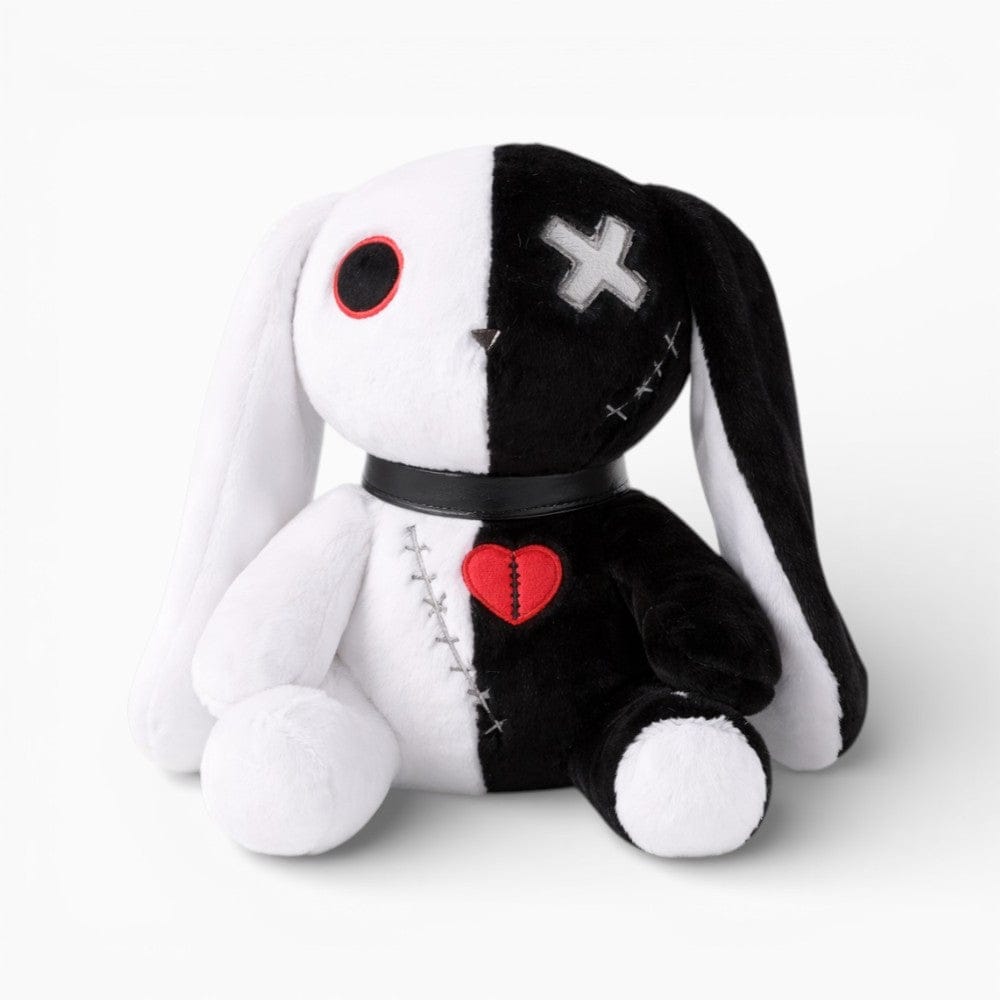 Black White Gothic Bunny Plush with Heart Oh My Plushie
