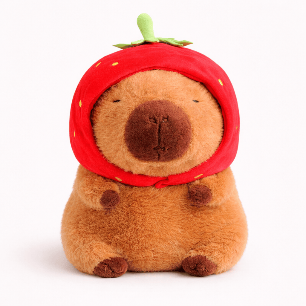 Capybara Plush with Strawberry Hat Soft Oh My Plushie