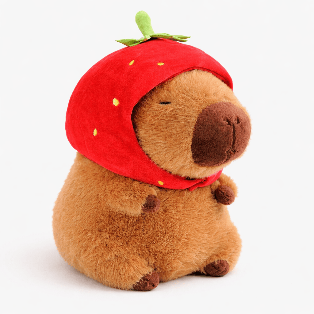 Capybara Plush with Strawberry Hat Soft Oh My Plushie