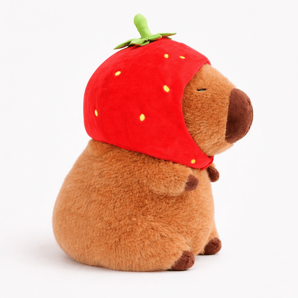 Capybara Plush with Strawberry Hat Soft Oh My Plushie