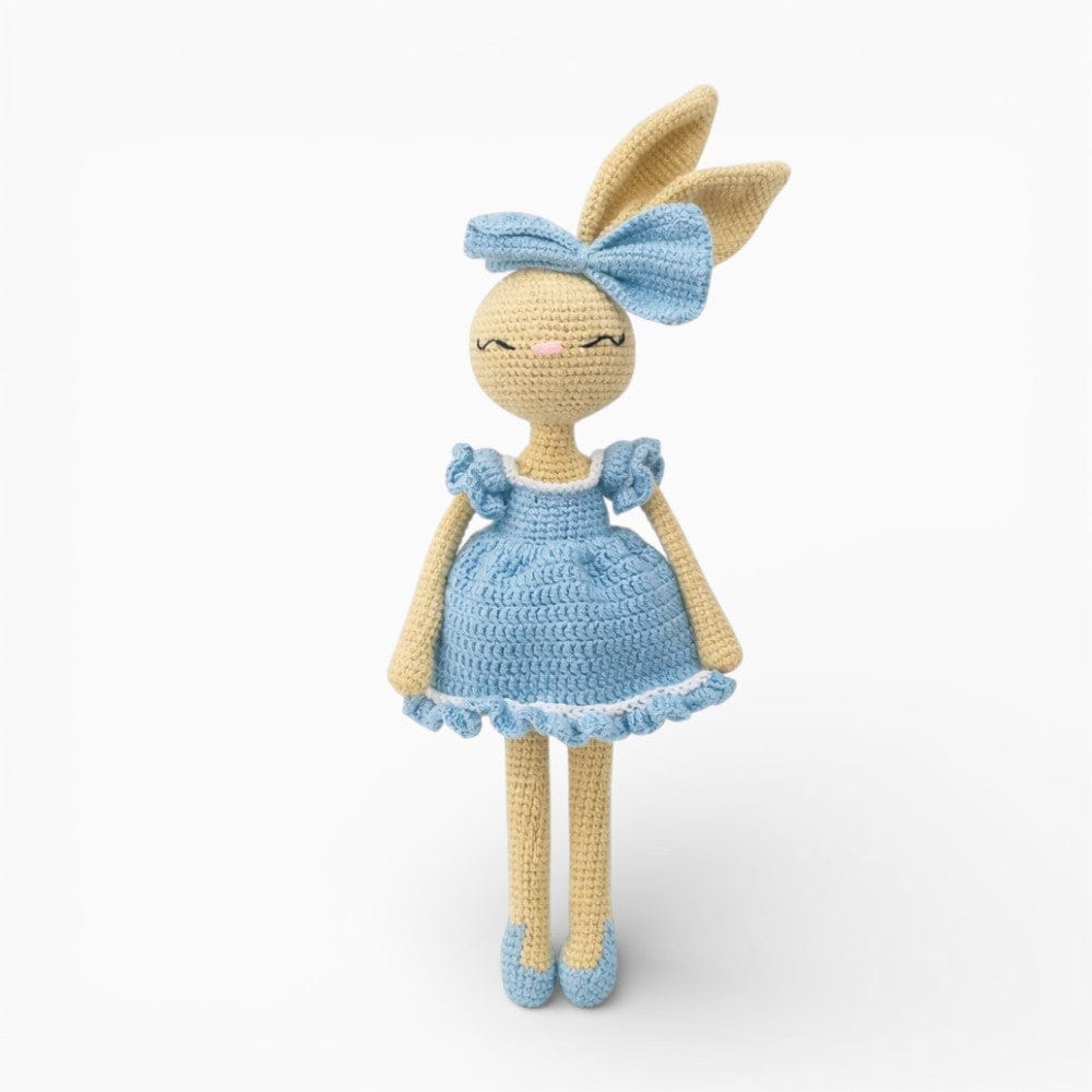 Crochet Bunny Doll in Blue Dress Oh My Plushie