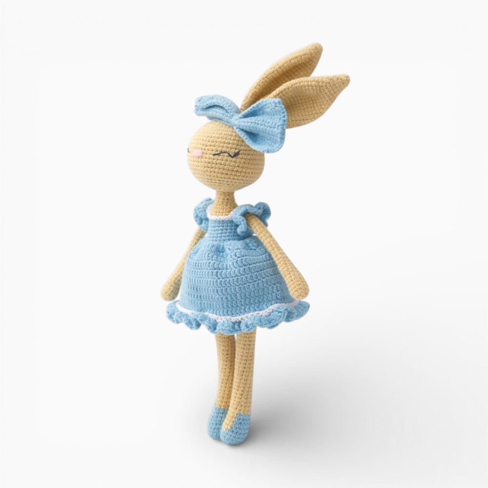 Crochet Bunny Doll in Blue Dress Oh My Plushie