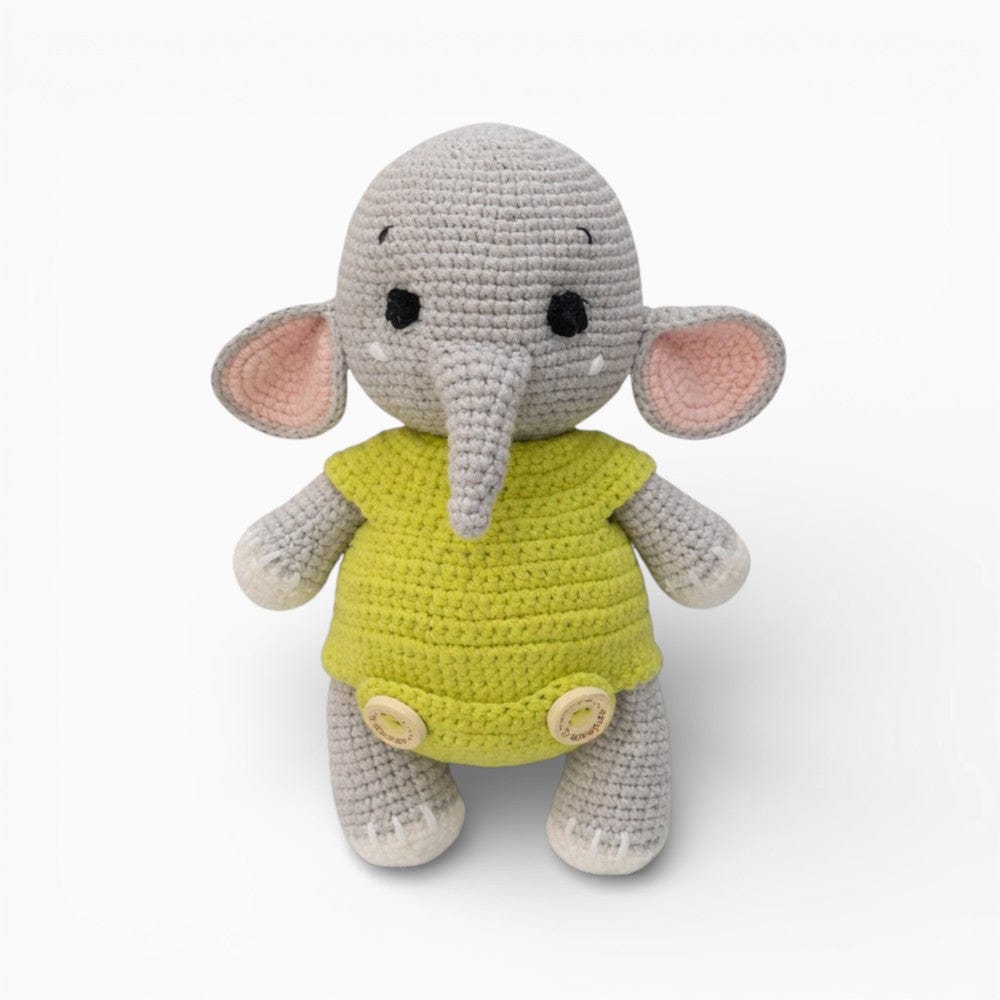 Crochet Elephant Doll in Green Outfit Oh My Plushie