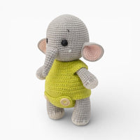 Crochet Elephant Doll in Green Outfit Oh My Plushie