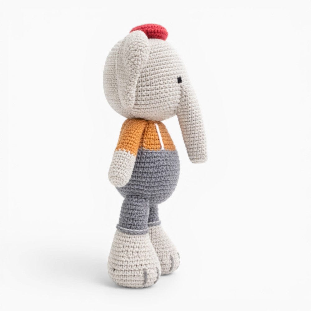 Crochet Elephant Plush in Grey Trousers Oh My Plushie