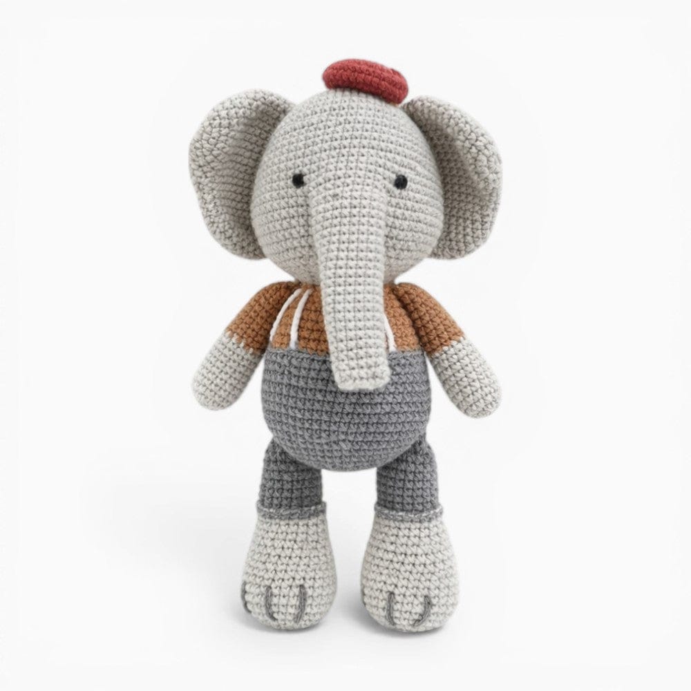 Crochet Elephant Plush in Grey Trousers Oh My Plushie
