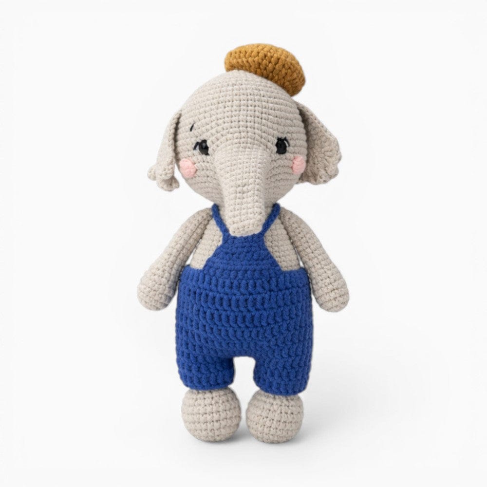 Crochet Elephant Plush in Overalls Oh My Plushie