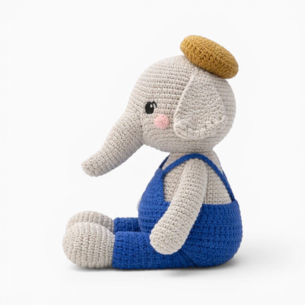 Crochet Elephant Plush in Overalls Oh My Plushie