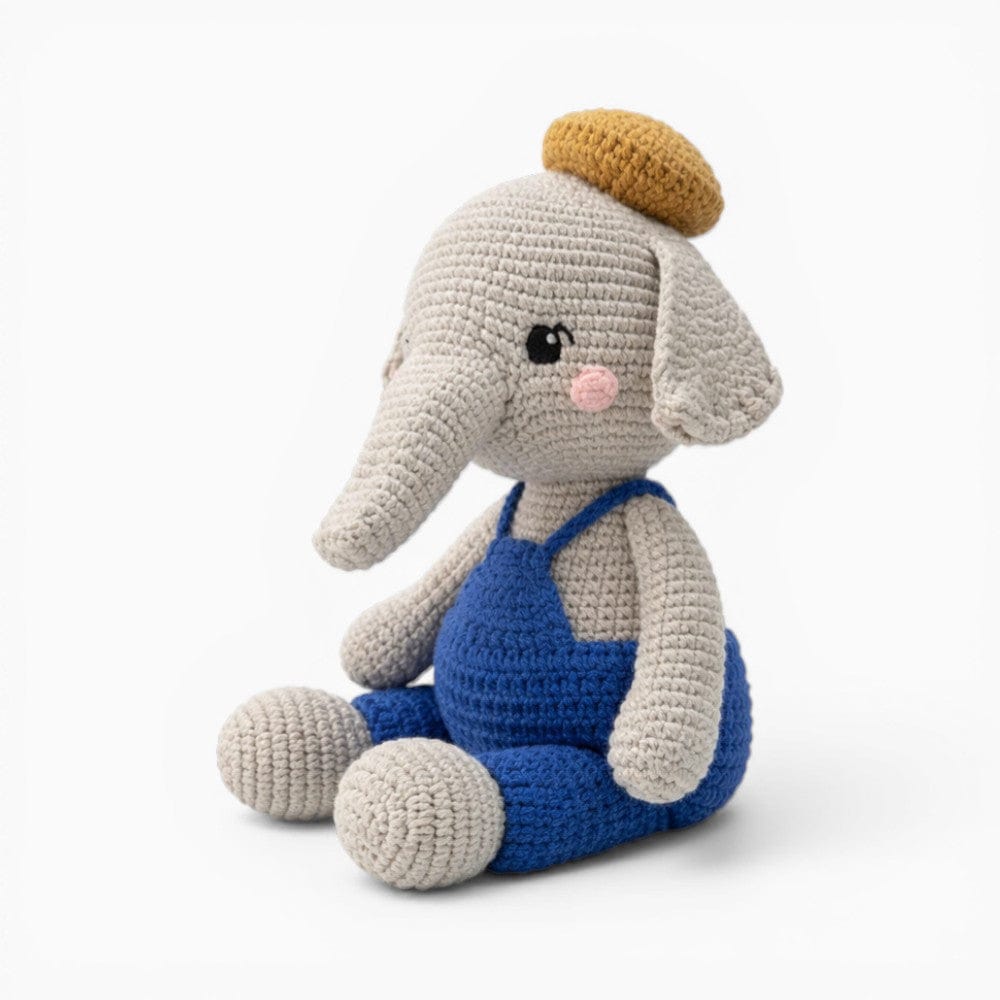 Crochet Elephant Plush in Overalls Oh My Plushie