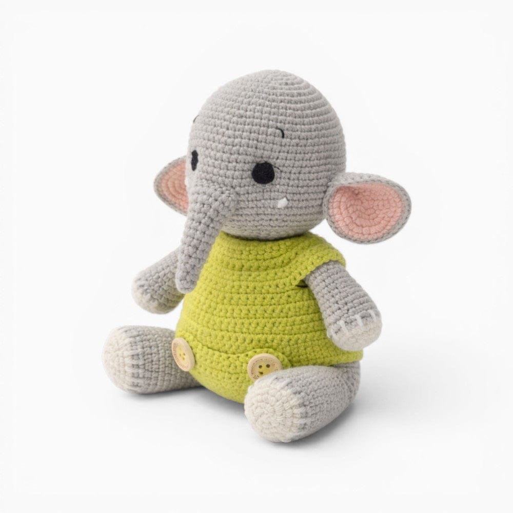 Crochet Elephant Plush in Yellow Romper Oh My Plushie