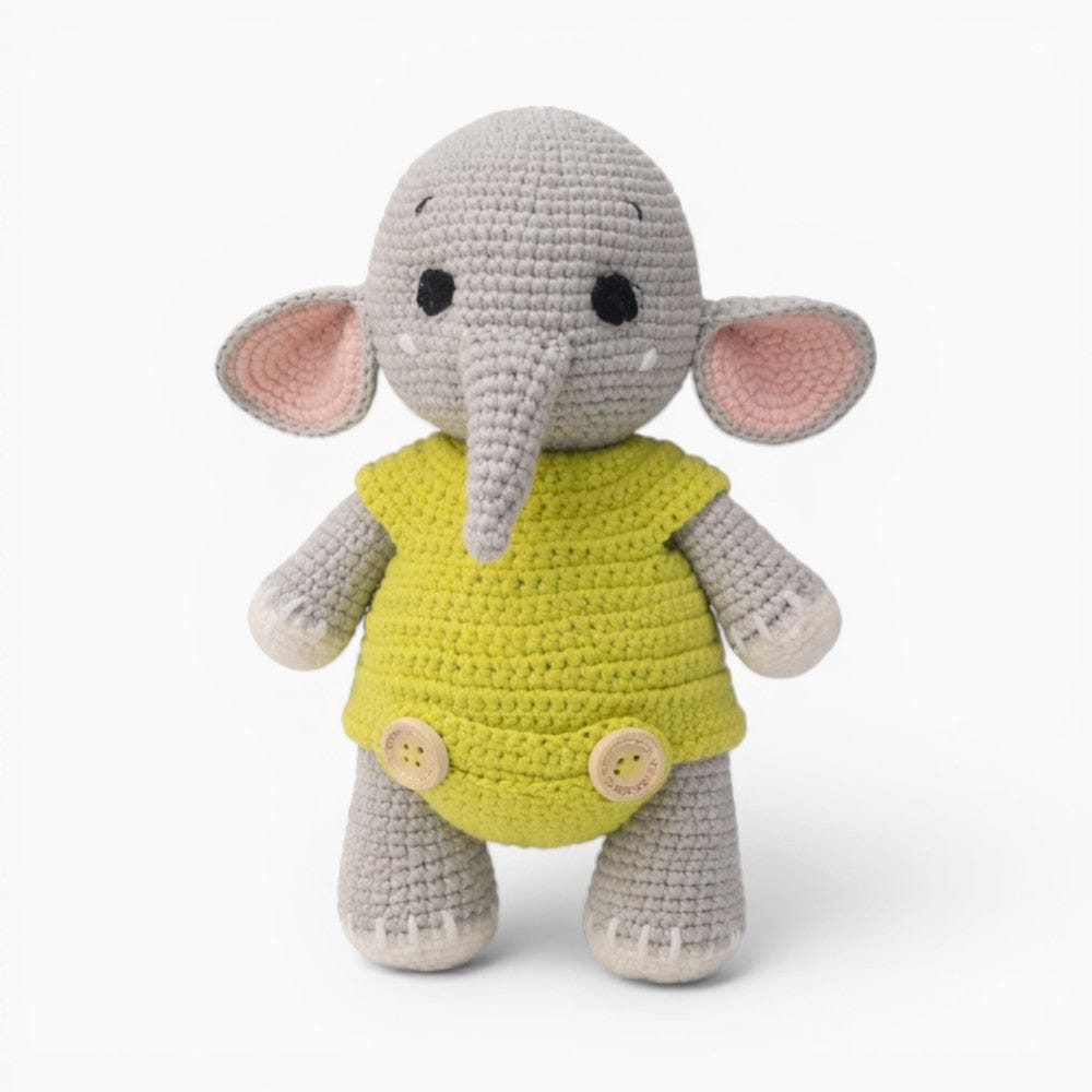 Crochet Elephant Plush in Yellow Romper Oh My Plushie