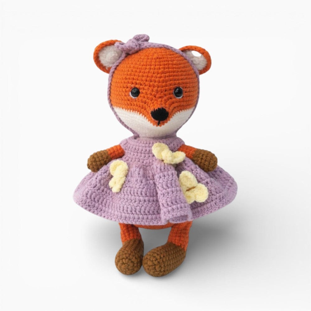 Crochet Fox Doll in Purple Dress Oh My Plushie