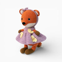 Crochet Fox Doll in Purple Dress Oh My Plushie