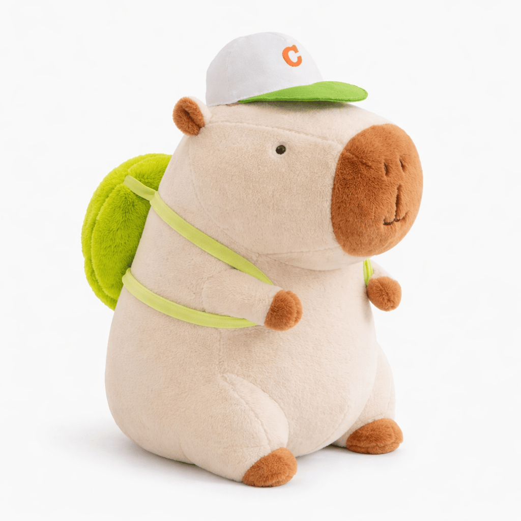 Cute Capybara Plush with Backpack and Cap Oh My Plushie