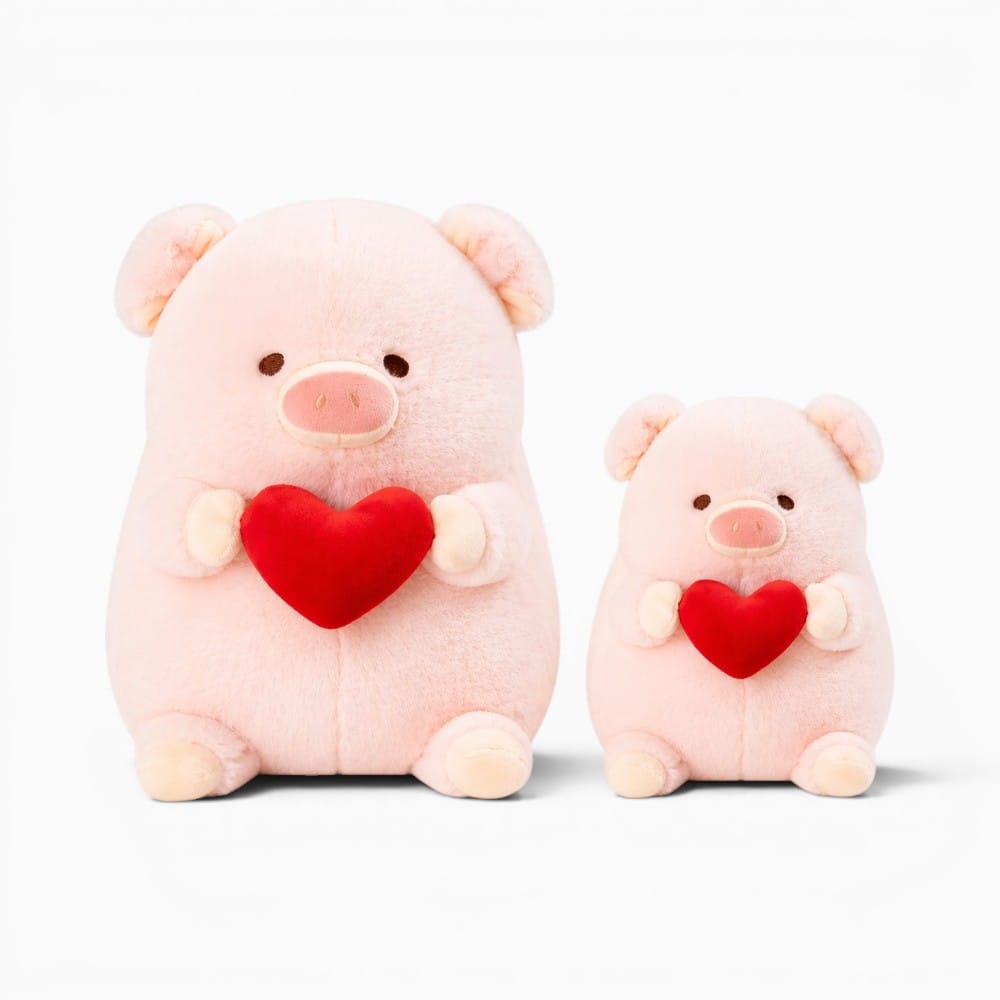 Cute Pink Pig Plush with Heart Oh My Plushie