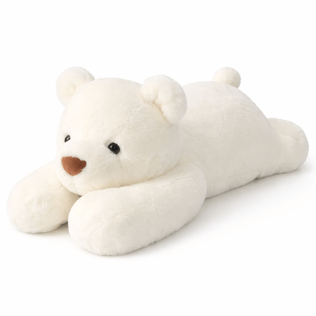 Flat Polar Bear Plush Soft Lounging Cushion Oh My Plushie