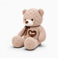 Giant Beige Teddy Bear with Heart Oh My Plushie