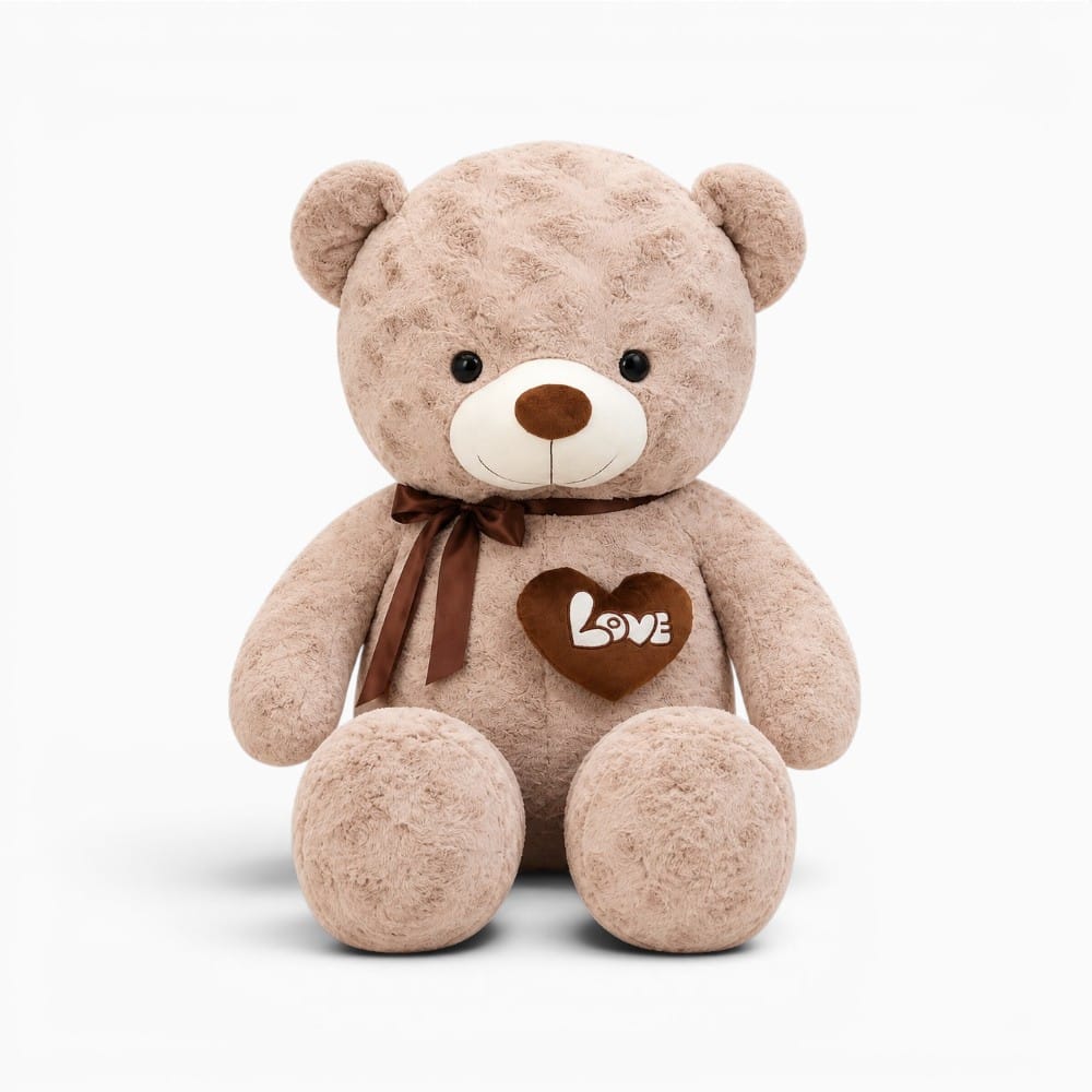 Giant Beige Teddy Bear with Heart Oh My Plushie