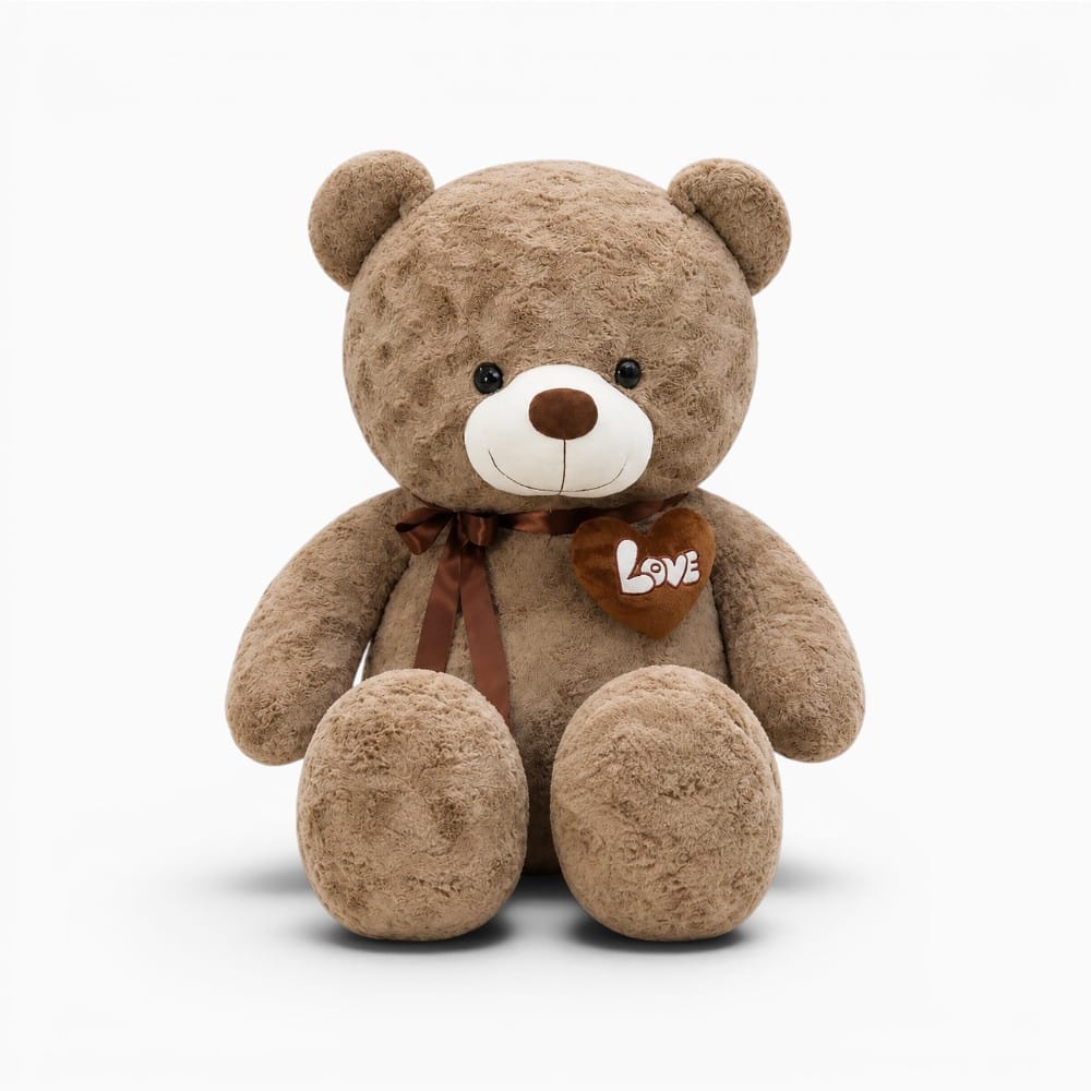Giant Brown Teddy Bear with Heart Oh My Plushie