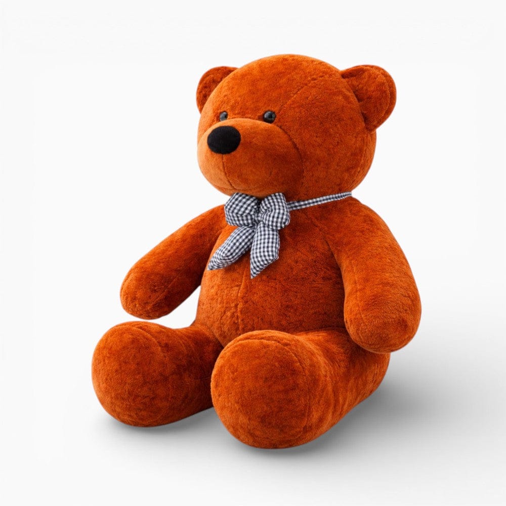 Giant Dark Brown Teddy Bear with Checked Bow Oh My Plushie