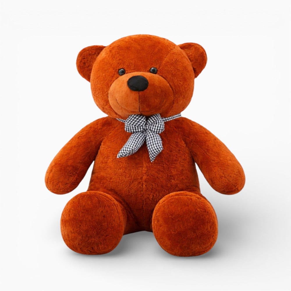 Giant Dark Brown Teddy Bear with Checked Bow Oh My Plushie