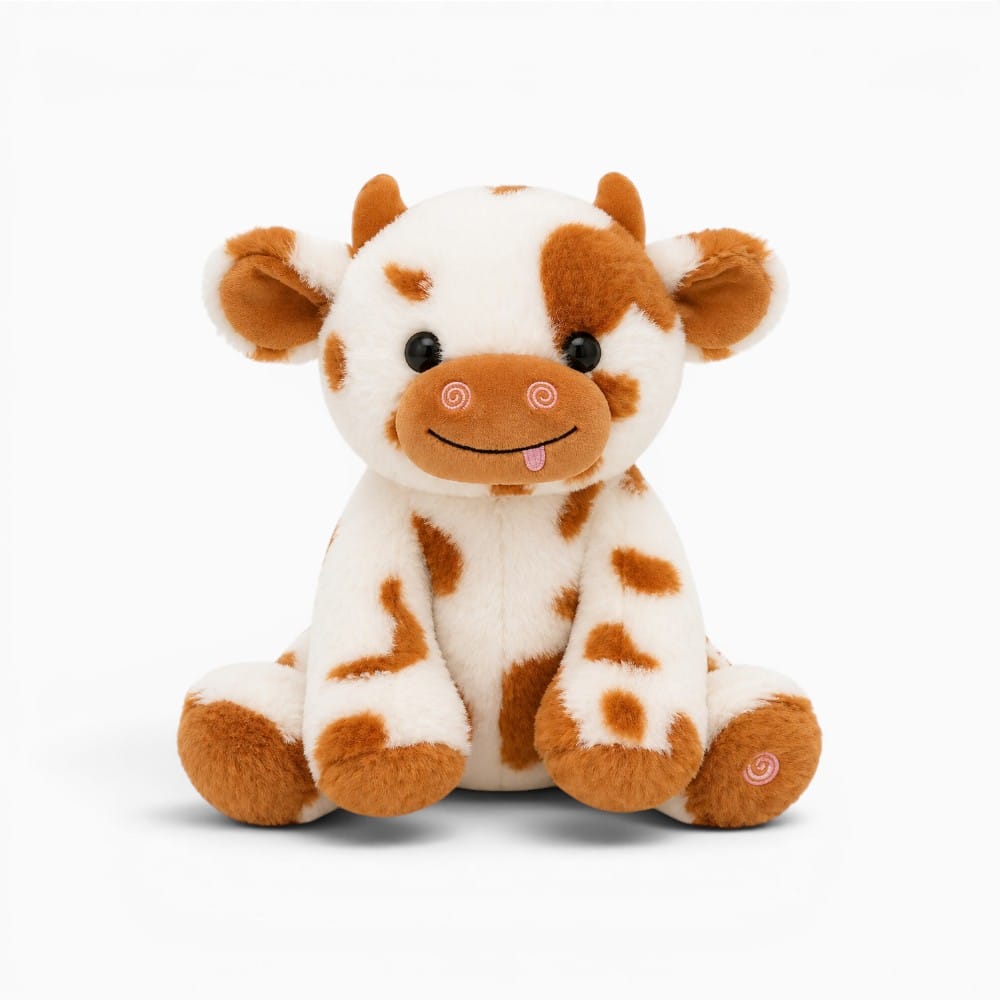 Glowing LED Brown White Cow Plush Oh My Plushie