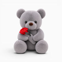 Grey Teddy Bear with Rose Oh My Plushie