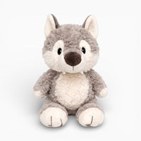 Grey Wolf Plush for Kids Sitting Oh My Plushie