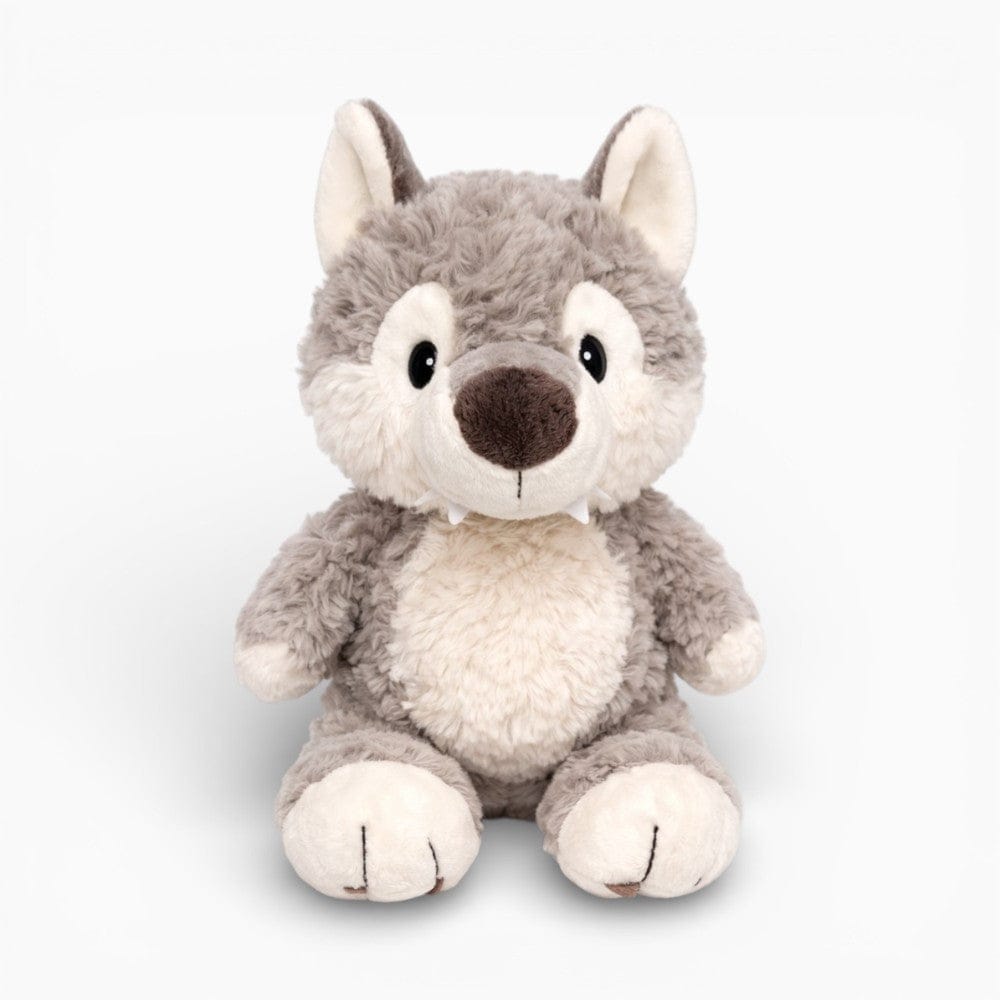 Grey Wolf Plush for Kids Sitting Oh My Plushie