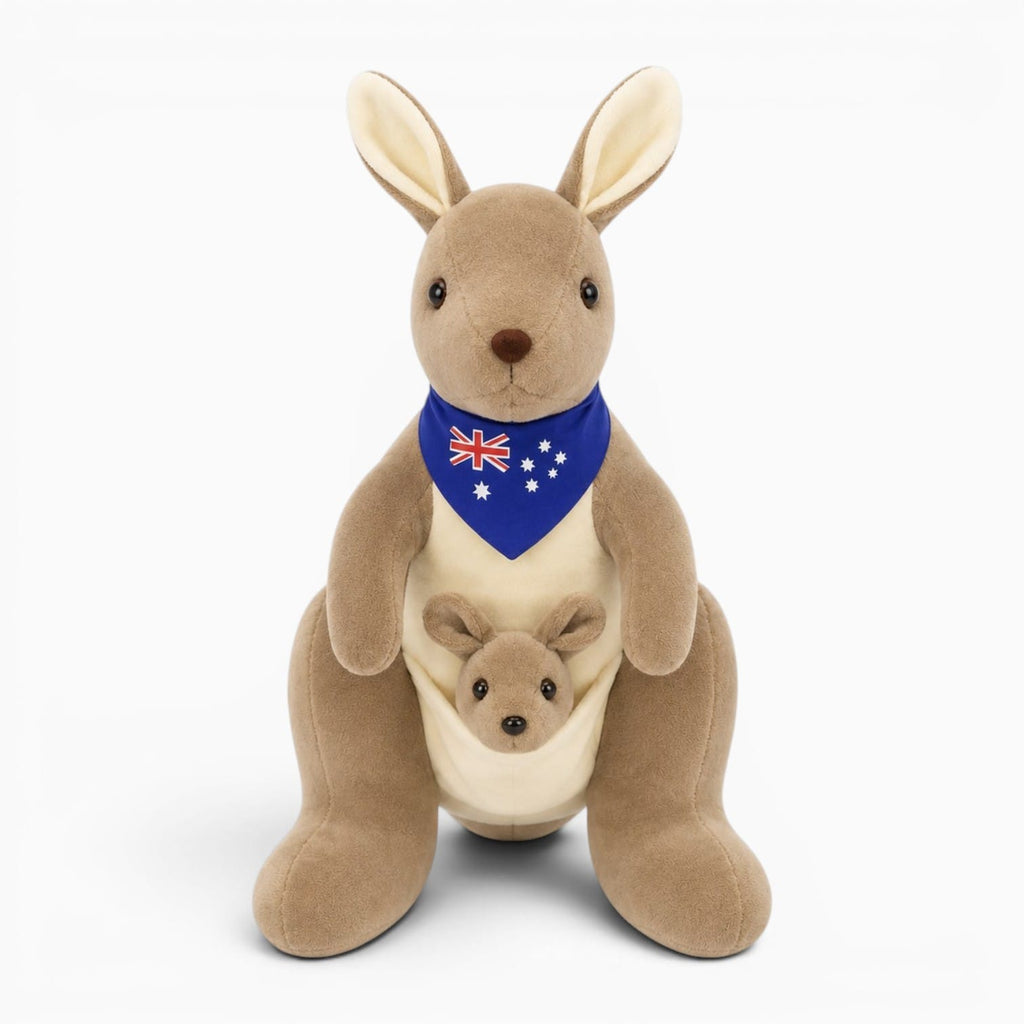 Kangaroo Plush with Baby and Australian Flag Oh My Plushie