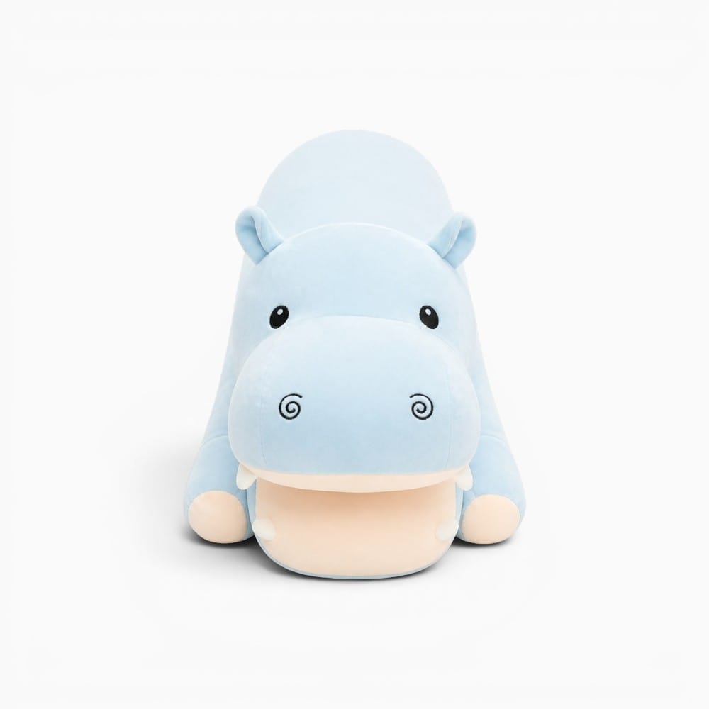 Long Blue Hippo Pillow Oh My Plushie