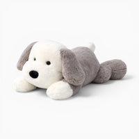Lying White Grey Dog Plush with Large Floppy Ears Oh My Plushie