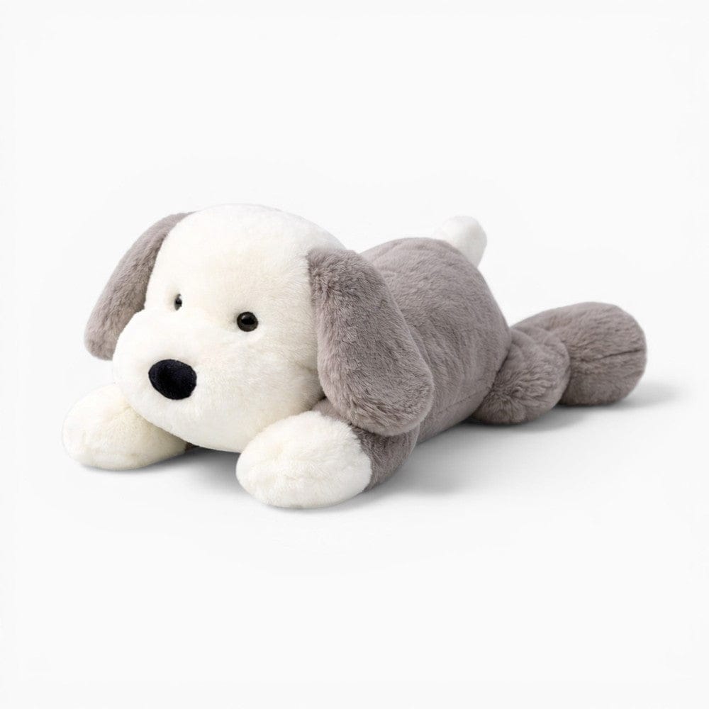 Lying White Grey Dog Plush with Large Floppy Ears Oh My Plushie
