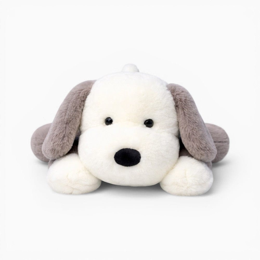 Lying White Grey Dog Plush with Large Floppy Ears Oh My Plushie