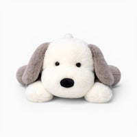 Lying White Grey Dog Plush with Large Floppy Ears Oh My Plushie