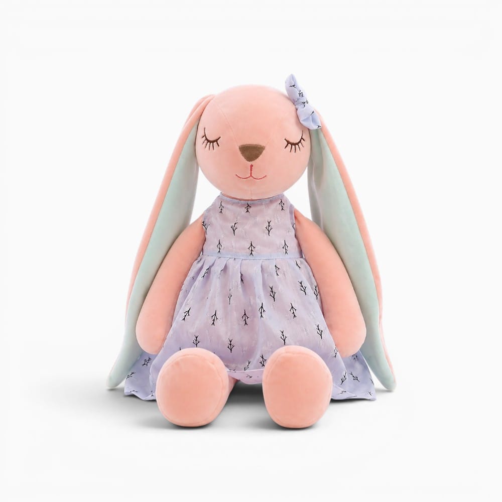 Pink Bunny Plush with Purple Dress Oh My Plushie