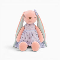 Pink Bunny Plush with Purple Dress Oh My Plushie