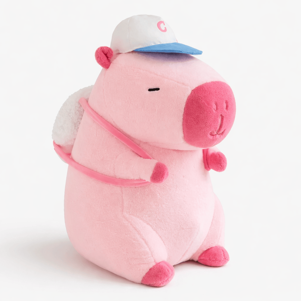 Pink Capybara Plush with Cap Backpack Oh My Plushie