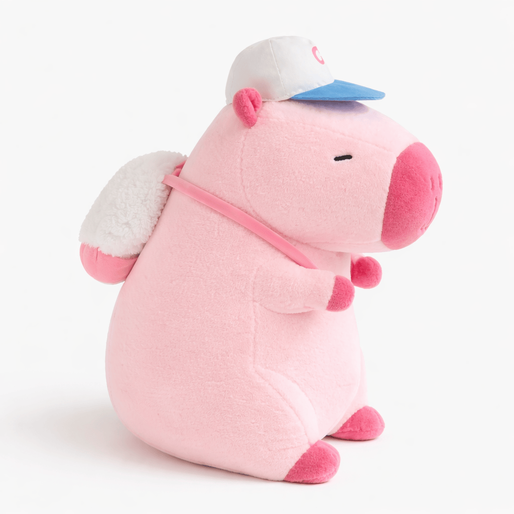 Pink Capybara Plush with Cap Backpack Oh My Plushie