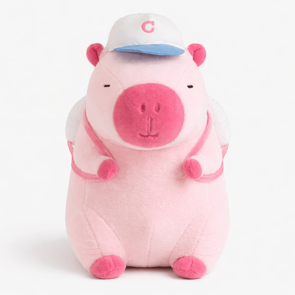 Pink Capybara Plush with Cap Backpack Oh My Plushie