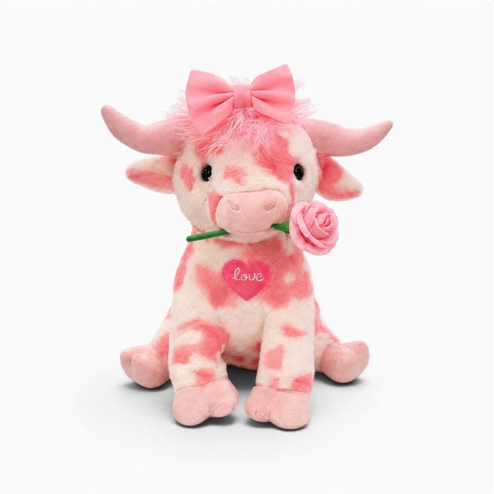 Pink Love Highland Cow Plush Oh My Plushie