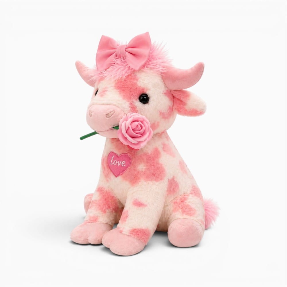Pink Love Highland Cow Plush Oh My Plushie