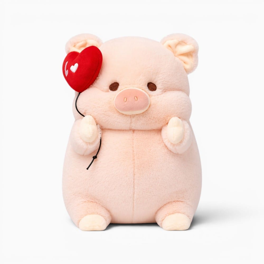 Pink Pig Plush with Heart Oh My Plushie