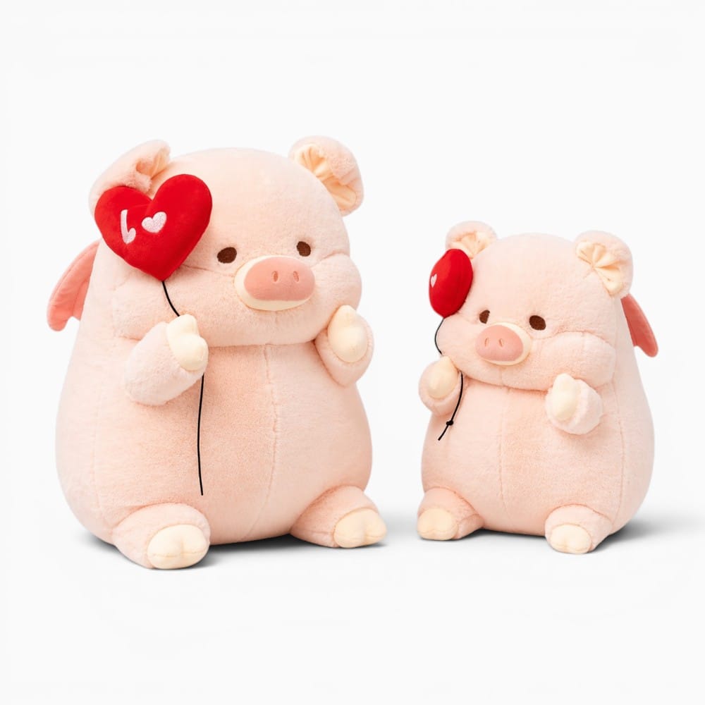Pink Pig Plush with Heart Oh My Plushie