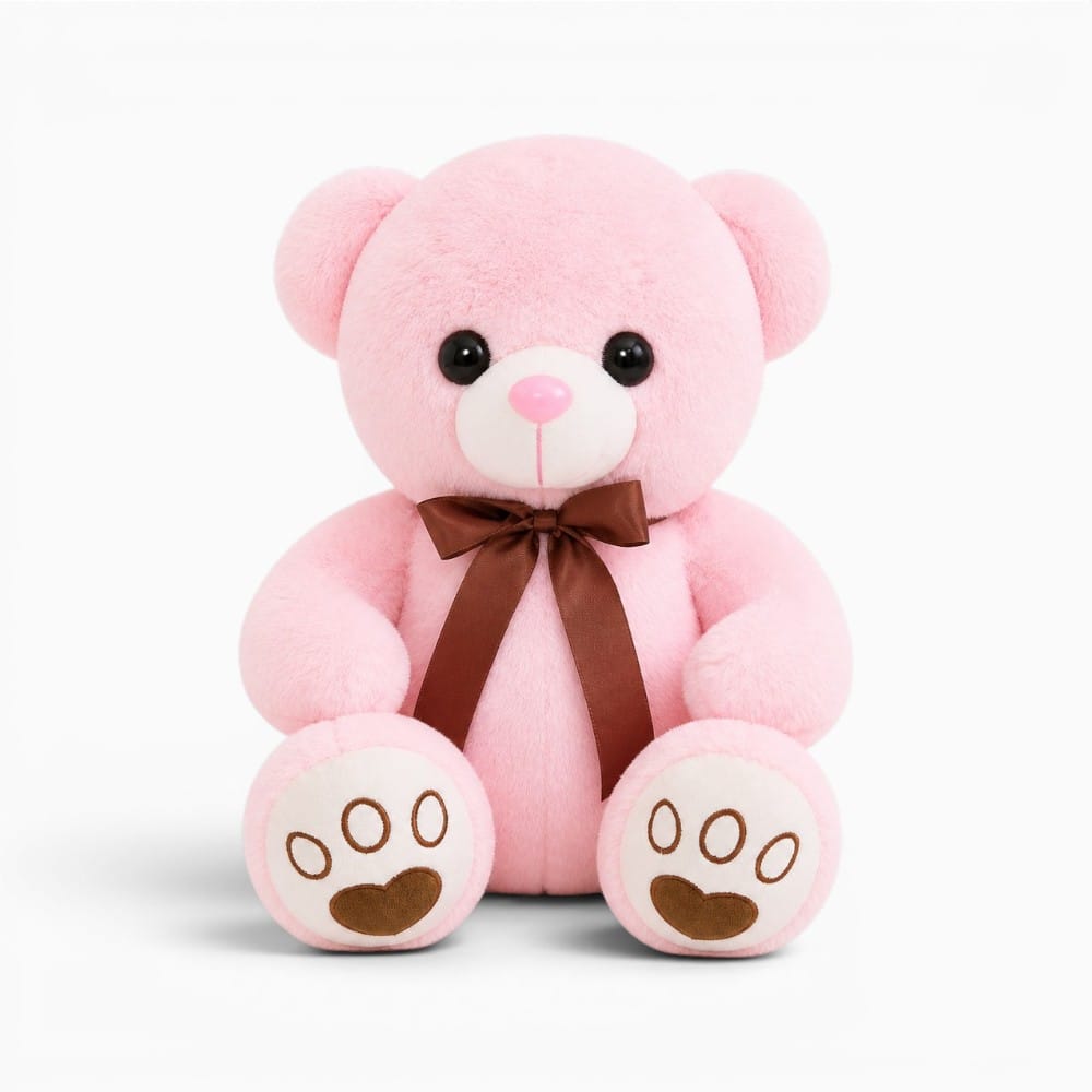 Pink Teddy Bear with Bow Oh My Plushie