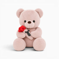 Pink Teddy Bear with Rose Oh My Plushie