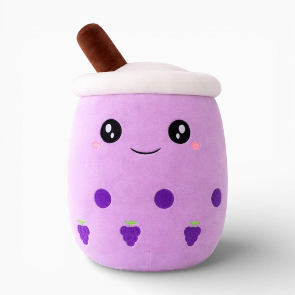 Purple Bubble Tea Plush Pillow with Grape Design Oh My Plushie
