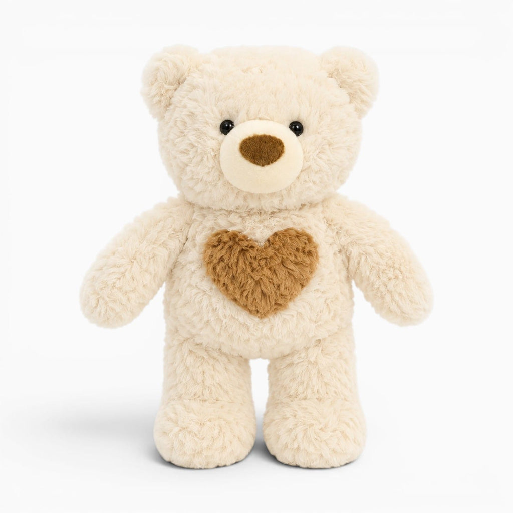 Soft White Teddy Bear with Heart Oh My Plushie